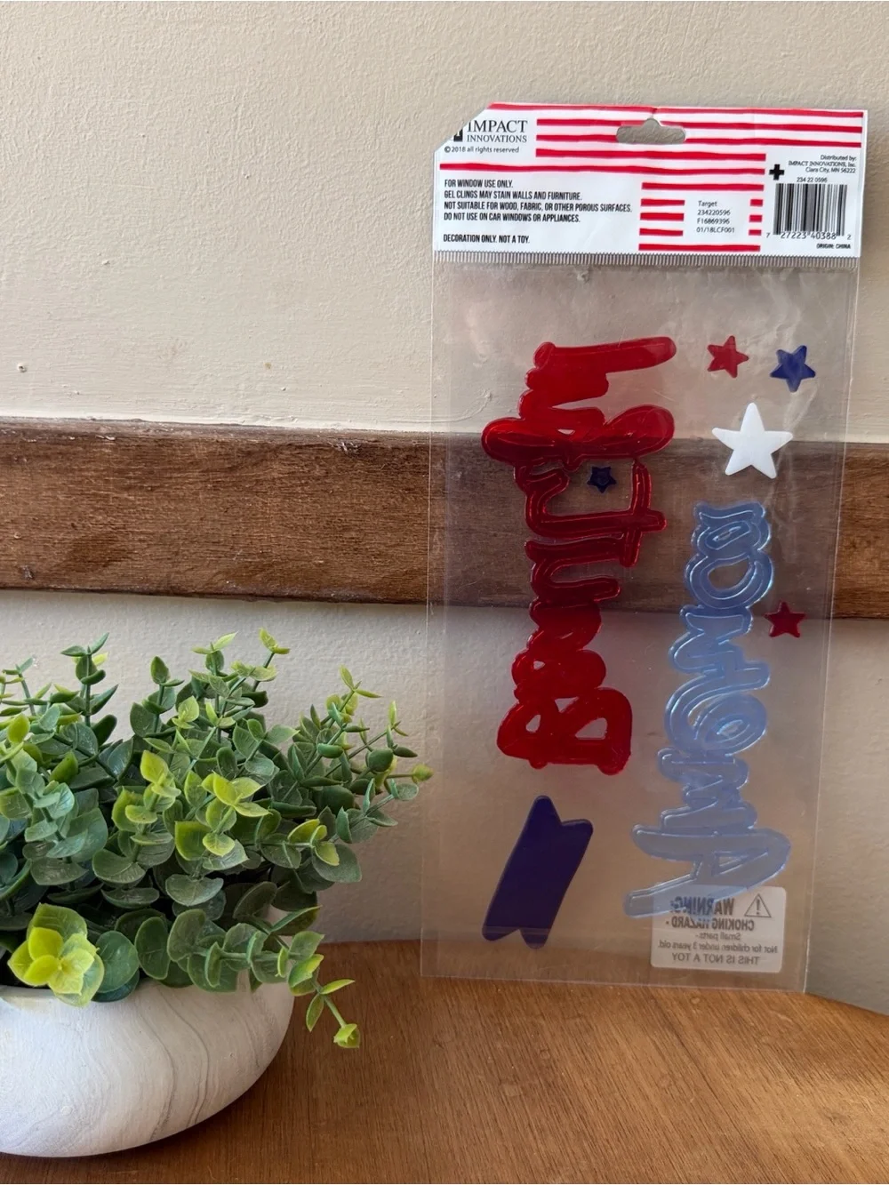 Target Red, Blue and White 'America the Beautiful' Gel Clings - Home Holiday